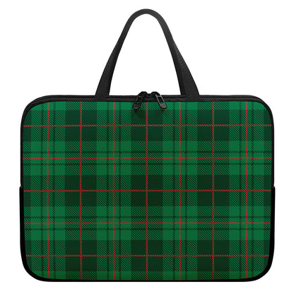 Green And Red Stewart Tartan Print Laptop Sleeve With Handle