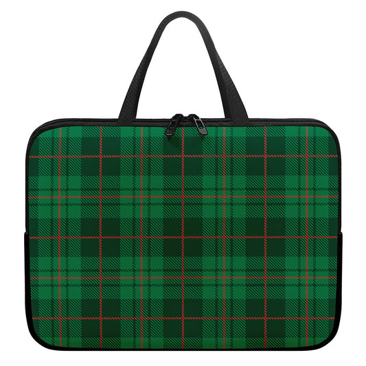 Green And Red Stewart Tartan Print Laptop Sleeve With Handle