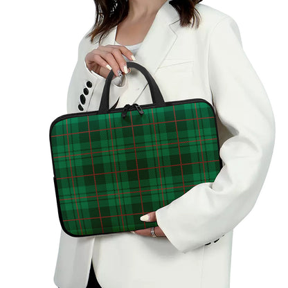 Green And Red Stewart Tartan Print Laptop Sleeve With Handle