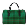 Green And Red Stewart Tartan Print Leather Duffel Bag