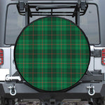 Green And Red Stewart Tartan Print Leather Spare Tire Cover