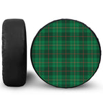 Green And Red Stewart Tartan Print Leather Spare Tire Cover