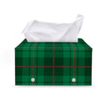 Green And Red Stewart Tartan Print Leather Tissue Box Cover