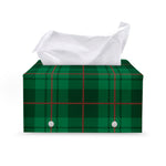 Green And Red Stewart Tartan Print Leather Tissue Box Cover