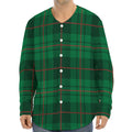 Green And Red Stewart Tartan Print Long Sleeve Baseball Jersey