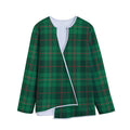 Green And Red Stewart Tartan Print Long Sleeve Short Coat