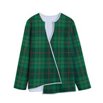 Green And Red Stewart Tartan Print Long Sleeve Short Coat