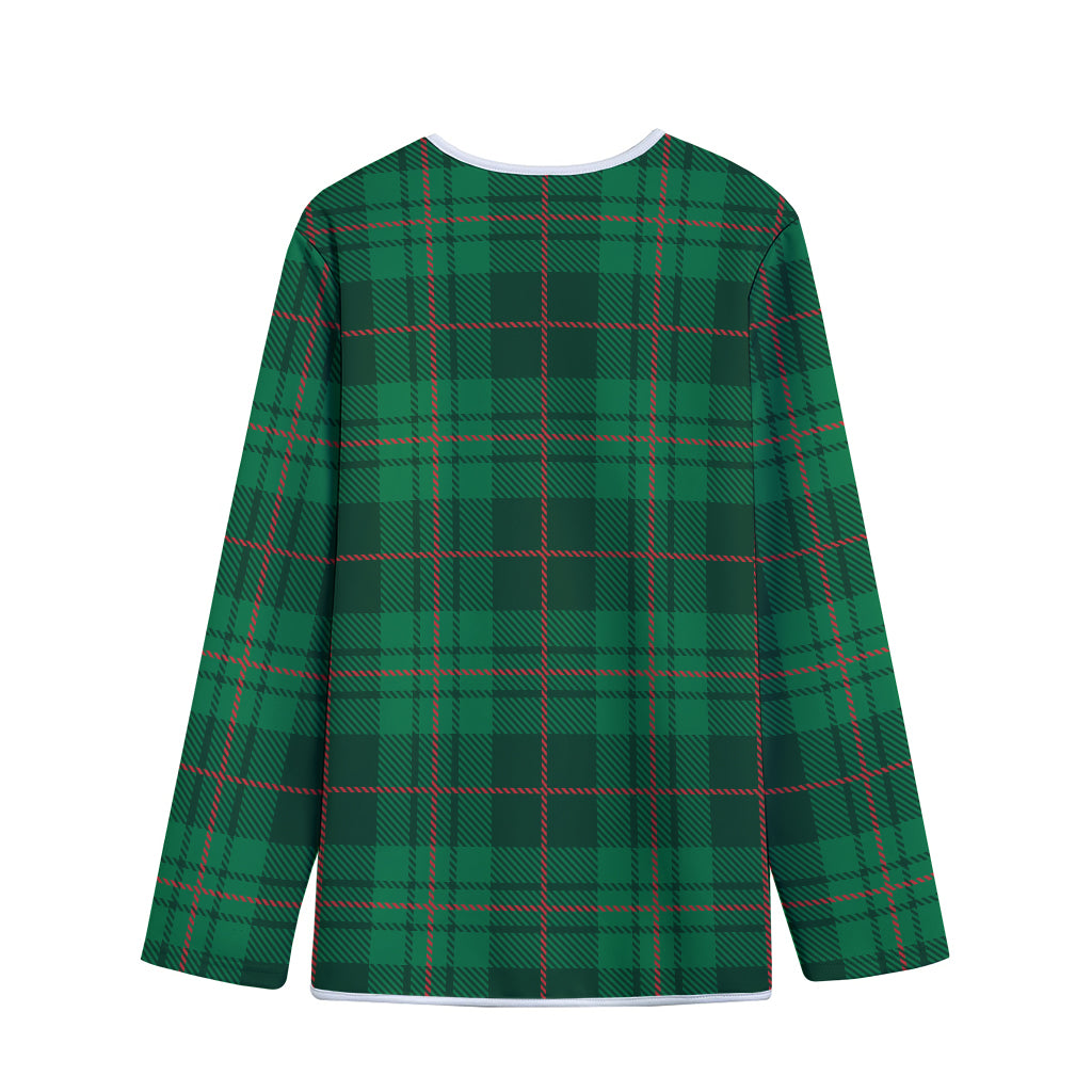 Green And Red Stewart Tartan Print Long Sleeve Short Coat