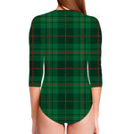 Green And Red Stewart Tartan Print Long Sleeve Swimsuit