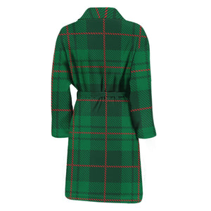 Green And Red Stewart Tartan Print Men's Bathrobe