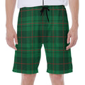 Green And Red Stewart Tartan Print Men's Beach Shorts