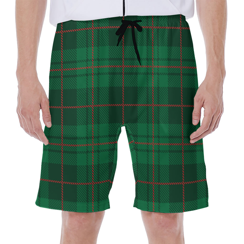 Green And Red Stewart Tartan Print Men's Beach Shorts