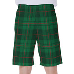 Green And Red Stewart Tartan Print Men's Beach Shorts