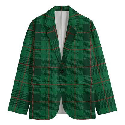 Green And Red Stewart Tartan Print Men's Blazer