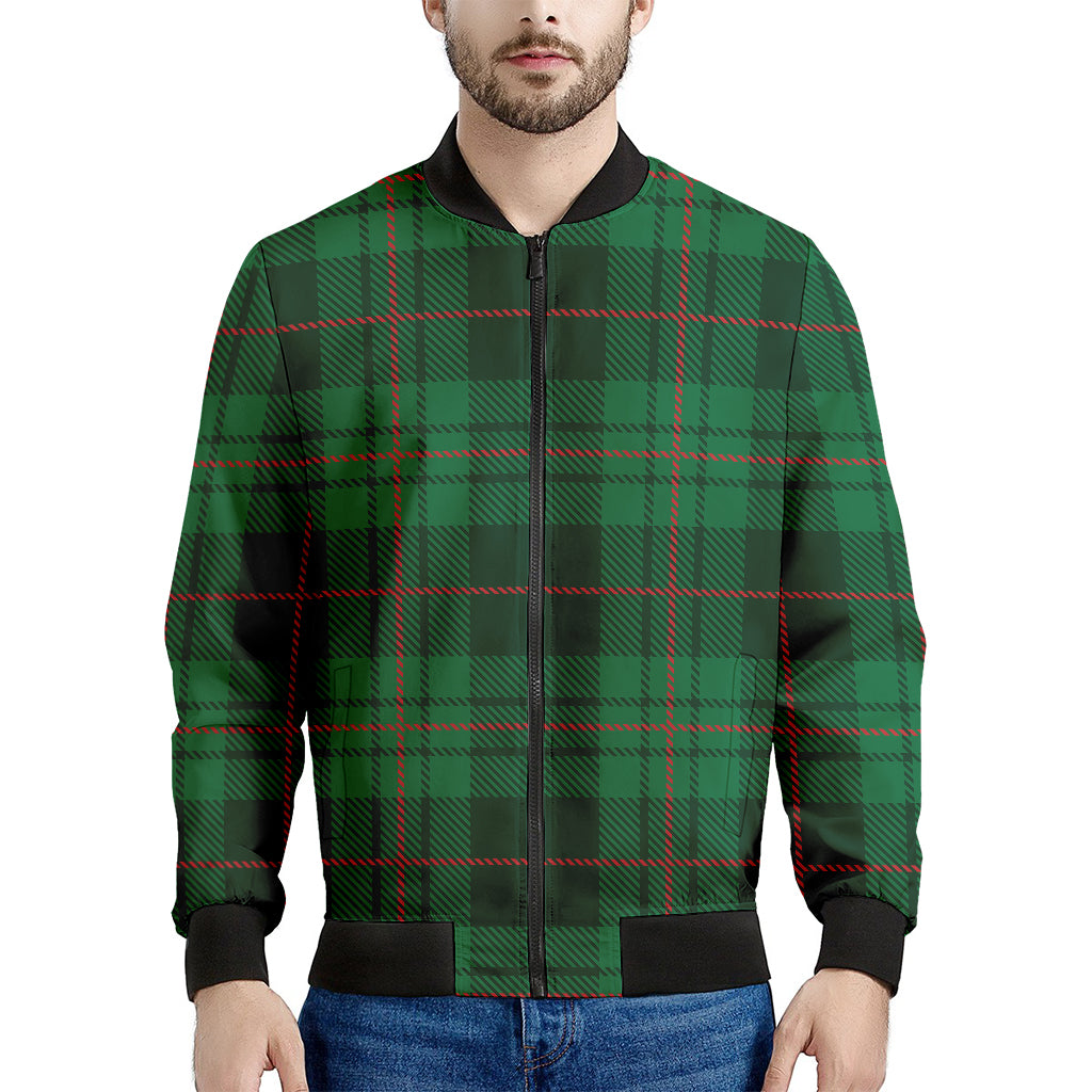 Green And Red Stewart Tartan Print Men's Bomber Jacket