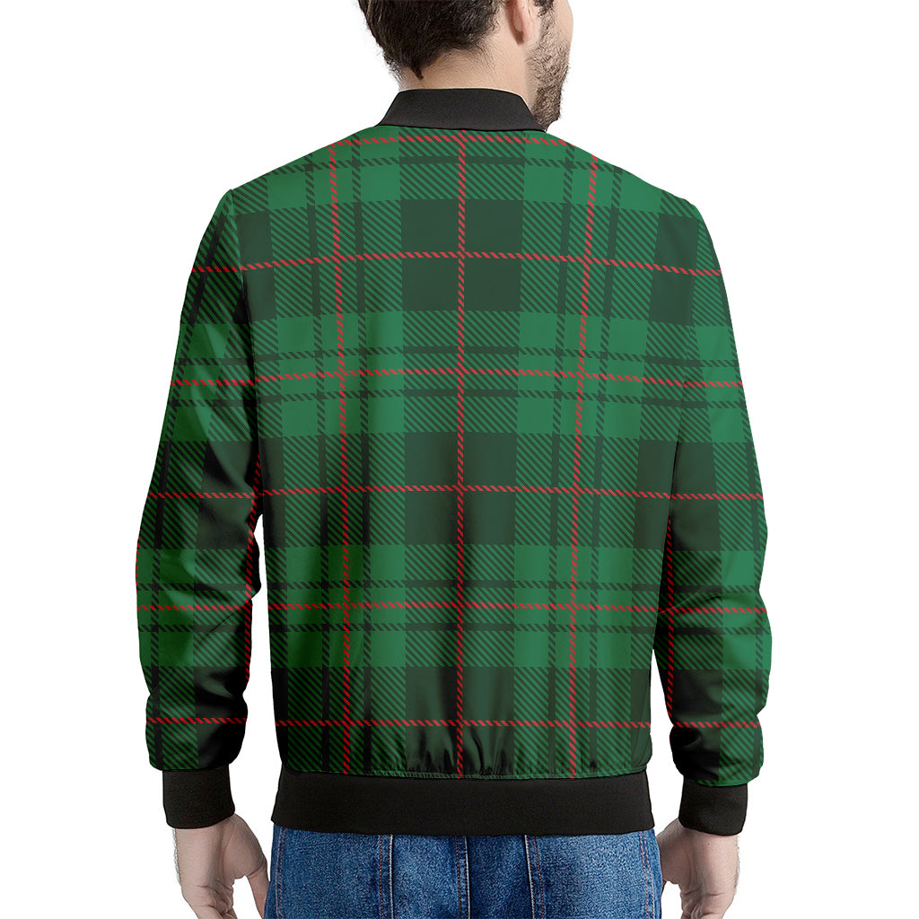 Green And Red Stewart Tartan Print Men's Bomber Jacket