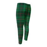 Green And Red Stewart Tartan Print Men's Compression Pants