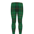 Green And Red Stewart Tartan Print Men's Leggings