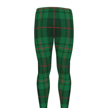 Green And Red Stewart Tartan Print Men's leggings