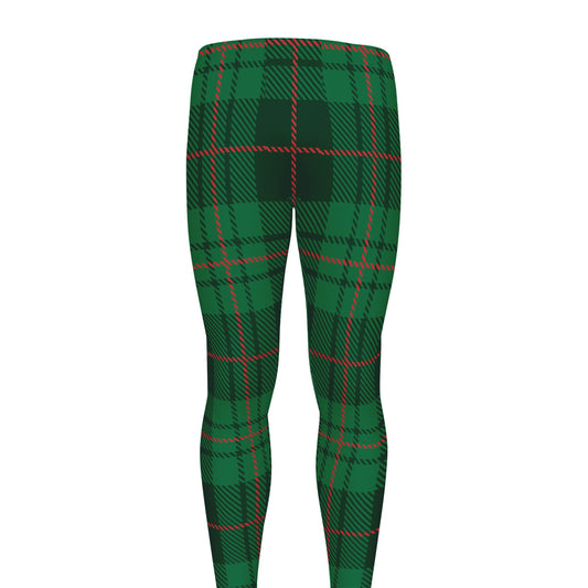 Green And Red Stewart Tartan Print Men's leggings