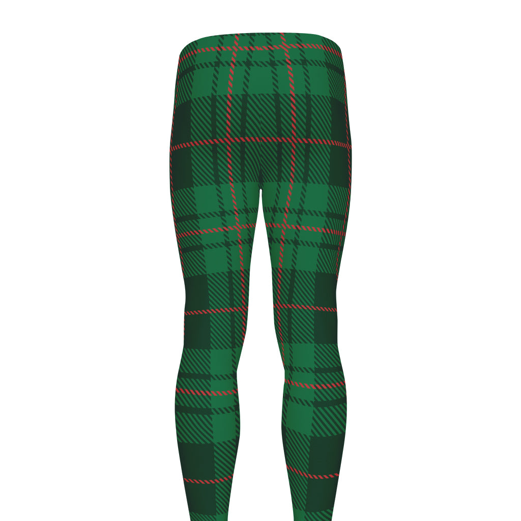 Green And Red Stewart Tartan Print Men's leggings