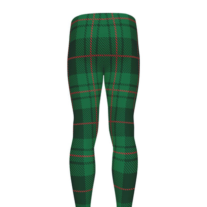 Green And Red Stewart Tartan Print Men's leggings