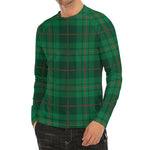 Green And Red Stewart Tartan Print Men's Long Sleeve Rash Guard