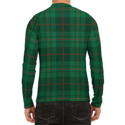 Green And Red Stewart Tartan Print Men's Long Sleeve Rash Guard