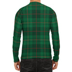 Green And Red Stewart Tartan Print Men's Long Sleeve Rash Guard