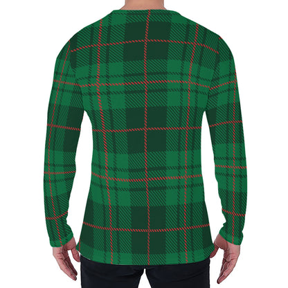 Green And Red Stewart Tartan Print Men's Long Sleeve T-Shirt