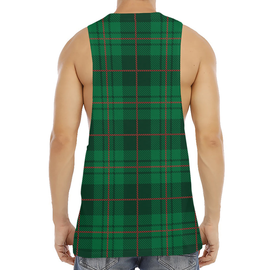 Green And Red Stewart Tartan Print Men's Muscle Tank Top