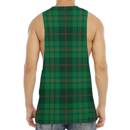 Green And Red Stewart Tartan Print Men's Muscle Tank Top