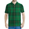 Green And Red Stewart Tartan Print Men's Polo Shirt