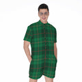 Green And Red Stewart Tartan Print Men's Romper