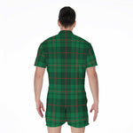 Green And Red Stewart Tartan Print Men's Rompers