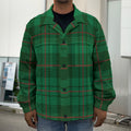 Green And Red Stewart Tartan Print Men's Shirt Jacket