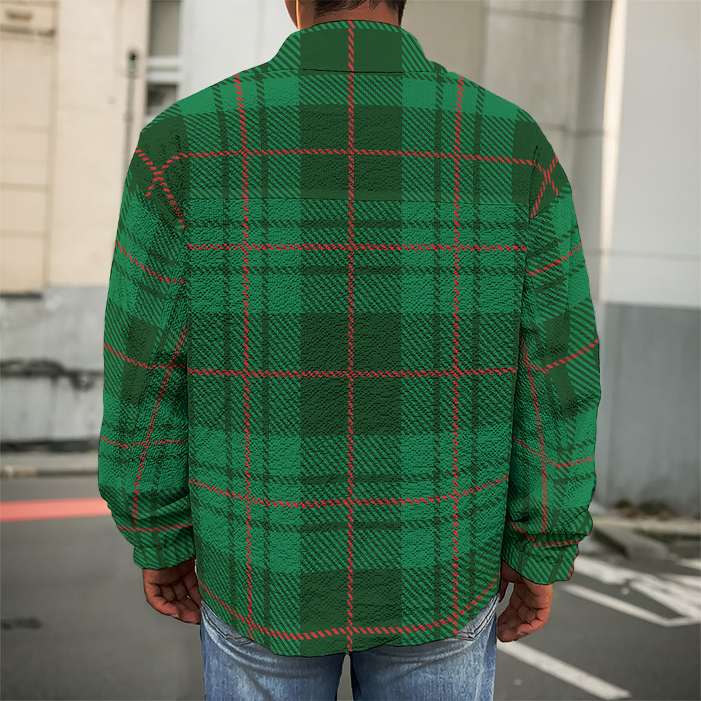 Green And Red Stewart Tartan Print Men's Shirt Jacket