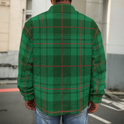 Green And Red Stewart Tartan Print Men's Shirt Jacket