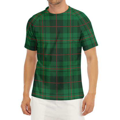 Green And Red Stewart Tartan Print Men's Short Sleeve Rash Guard