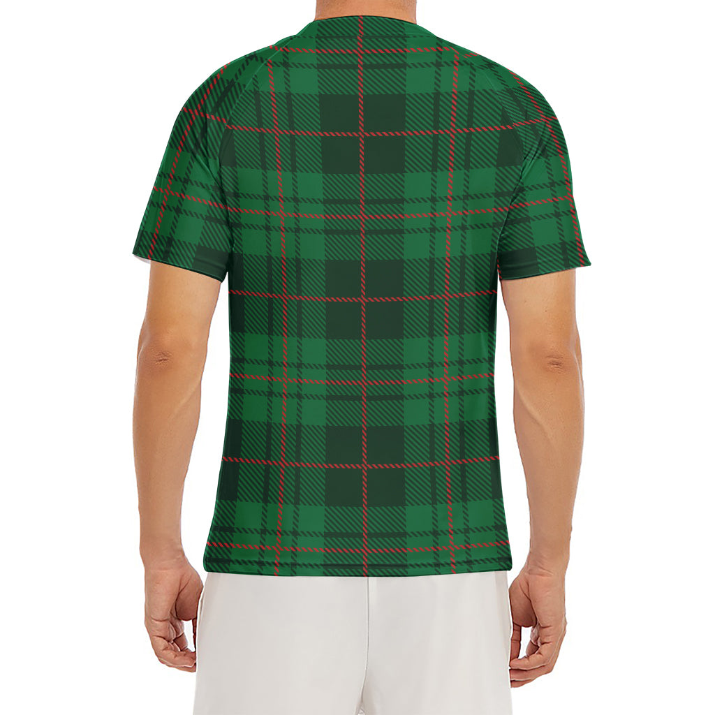 Green And Red Stewart Tartan Print Men's Short Sleeve Rash Guard