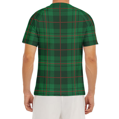 Green And Red Stewart Tartan Print Men's Short Sleeve Rash Guard