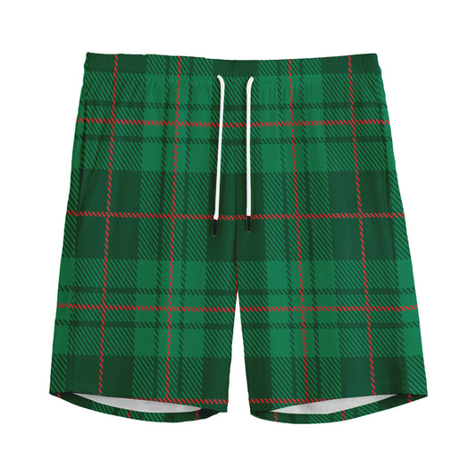 Green And Red Stewart Tartan Print Men's Sports Shorts