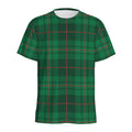 Green And Red Stewart Tartan Print Men's Athletic T-Shirt