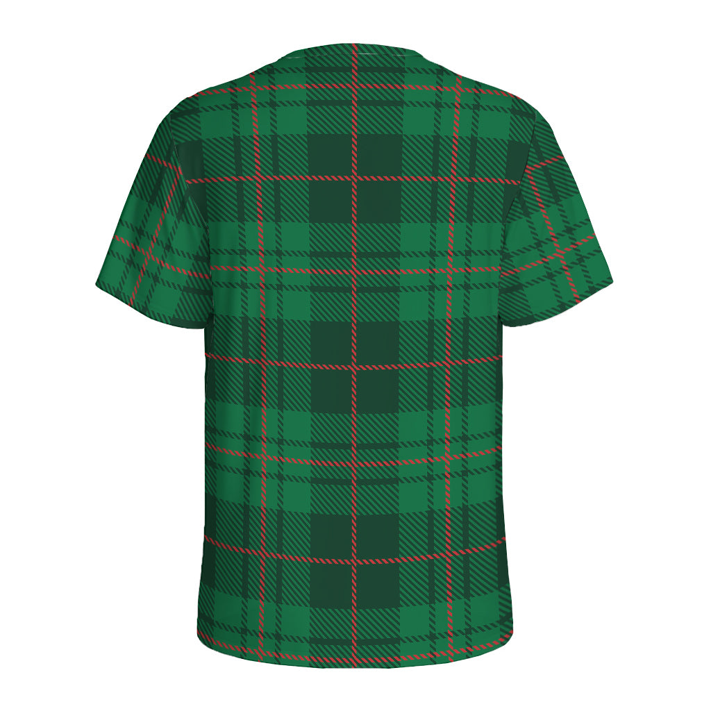 Green And Red Stewart Tartan Print Men's Sports T-Shirt