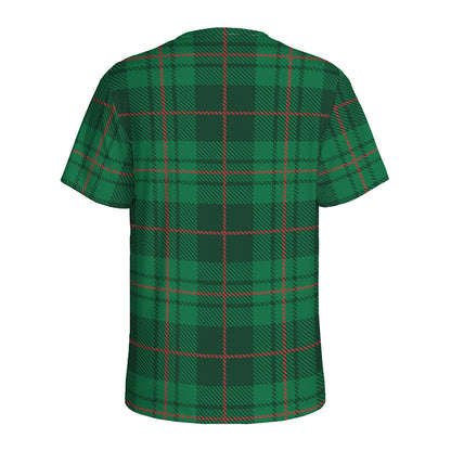 Green And Red Stewart Tartan Print Men's Sports T-Shirt