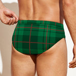 Green And Red Stewart Tartan Print Men's Swim Briefs