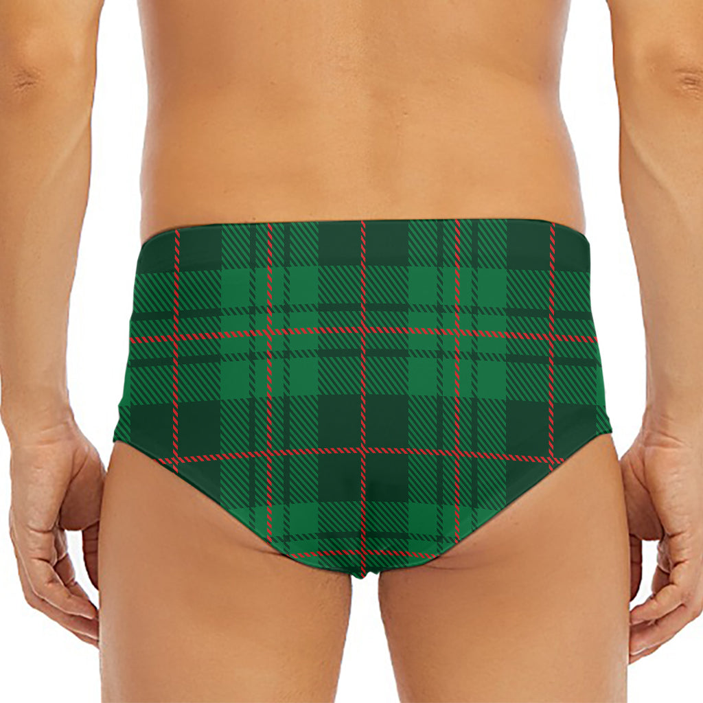 Green And Red Stewart Tartan Print Men's Triangle Swim Briefs