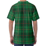 Green And Red Stewart Tartan Print Men's Velvet T-Shirt