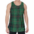 Green And Red Stewart Tartan Print Men's Velvet Tank Top