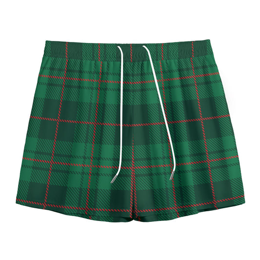 Green And Red Stewart Tartan Print Mesh Shorts